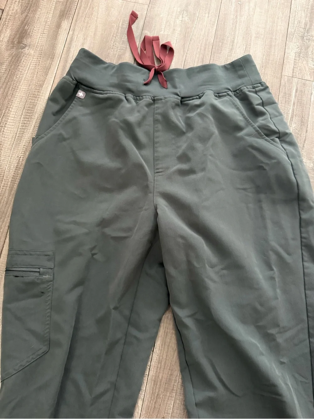 Womens figs Jogger Pants in Dark Green with Drawstring